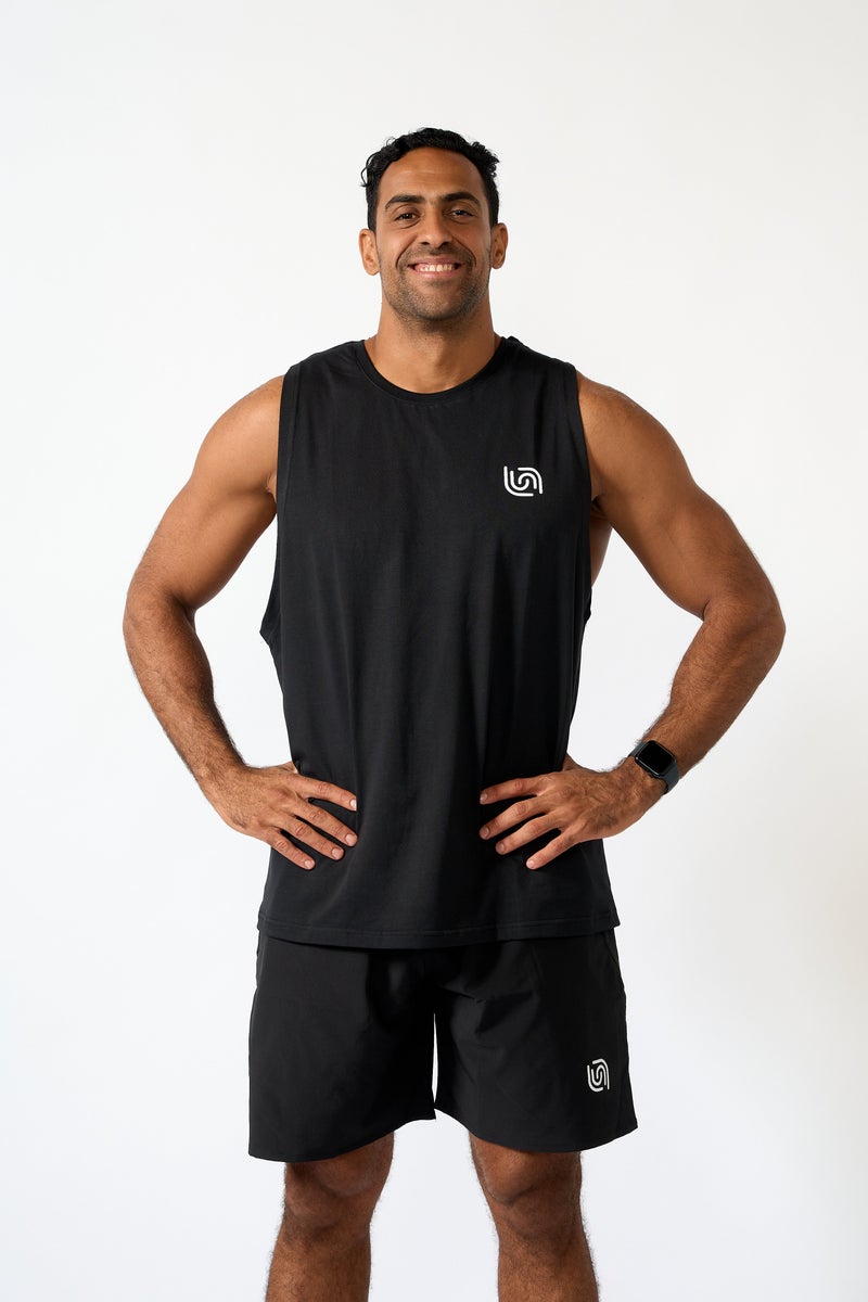 Beyond Men's Black Cotton Sleeveless Top - Image 1